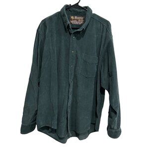 Rustic Outfitter Mens Corduroy Shirt Button Down Cotton Deep Green Casual Sz XL